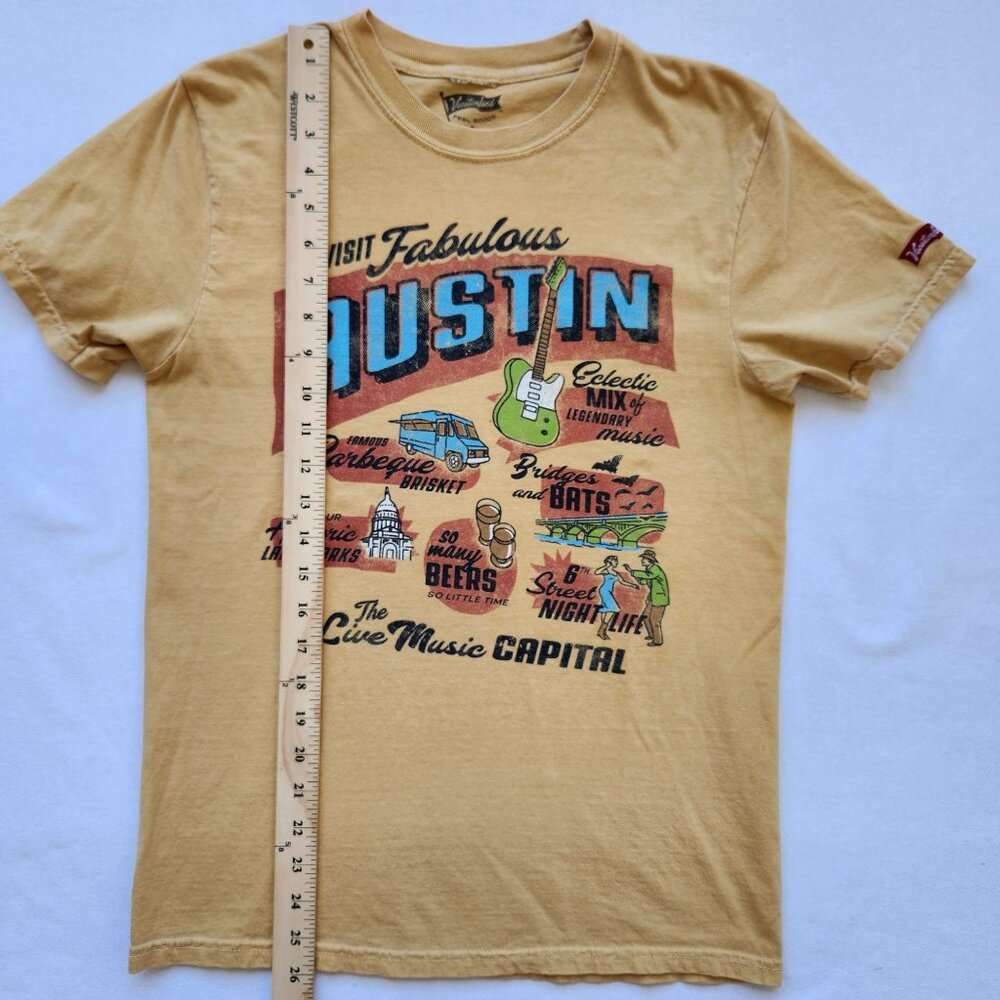 Austin Texas Graphic Tee Shirt Vacationland Mustard Yellow Music Rodeo Soft S - Picture 8 of 8